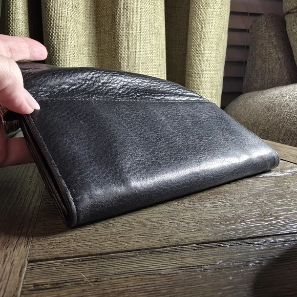 Michael Kors Black Leather MK Logo Wallet Clutch - Picture 7 of 10